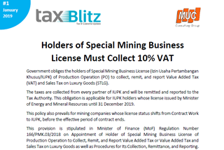 Holders of Special Mining Business License Must Collect 10% VAT